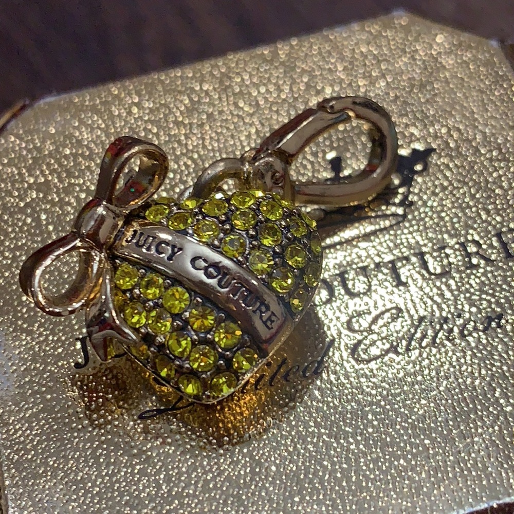 Juicy Couture YELLOW PAVE BANNER PUFF HEART CHARM SWAROVSKI CRYSTALS - Picture 10 of 16